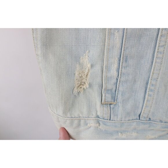 Vintage Y2K Abercrombie & Fitch Womens Medium Babydoll Denim Trucker Vest Jacket - Picture 5 of 16